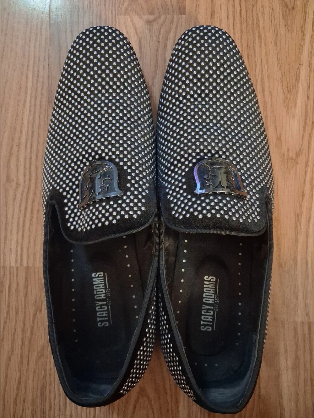 STACY ADAMS Black Loafers with Silver Studs.  Mens. Size 10.5 M.
